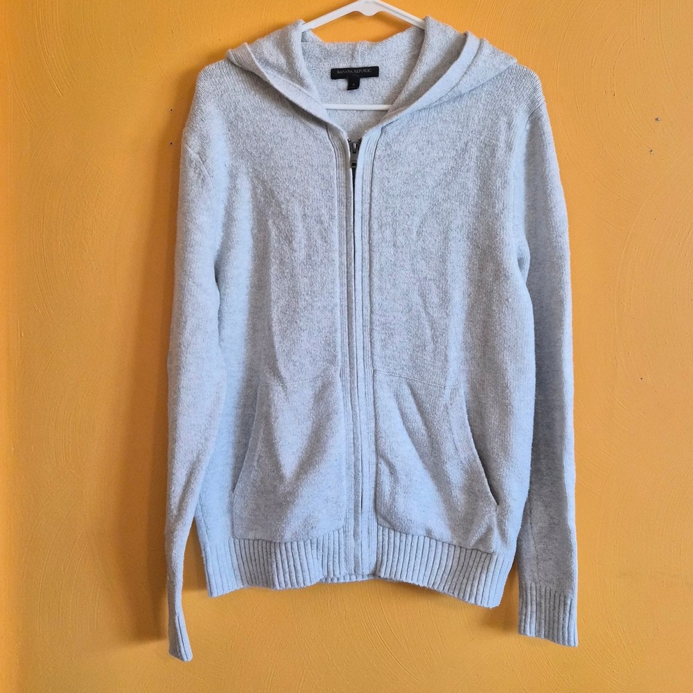 Banana Republic Womens Small Cozy Full Zip Hoodie Grey Loungewear Minimalist
